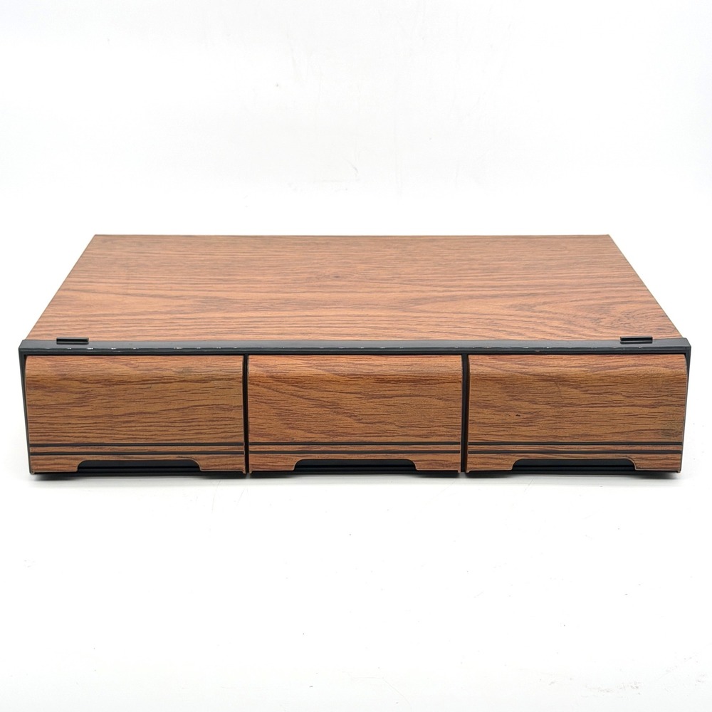 Vintage Walmart Wood Grain 36 Cassette Tape Storage Drawer Organizer Case